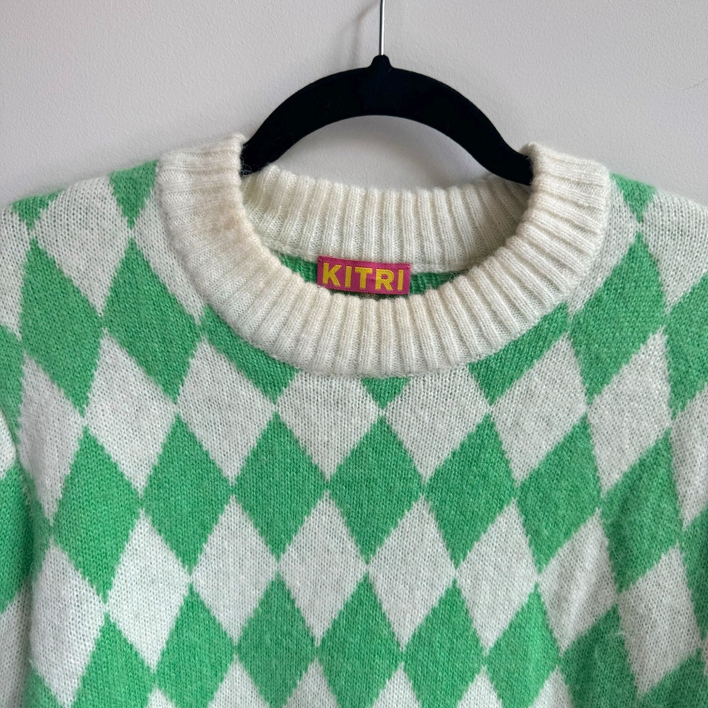KITRI Rory Green Diamond Checker Sweater - Picture 6 of 9